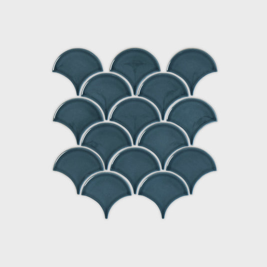 Moroccan Fan Gloss Mosaic Blue
