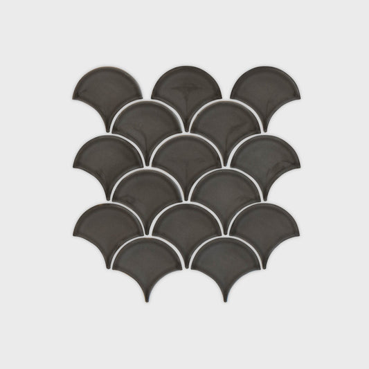 Moroccan Fan Gloss Mosaic Grey