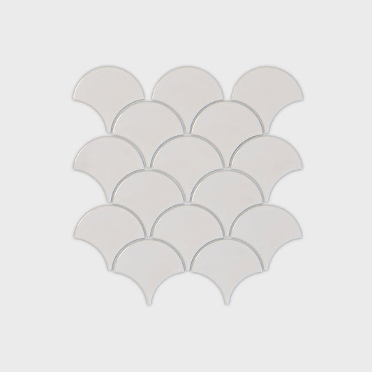 Moroccan Fan Gloss Mosaic White